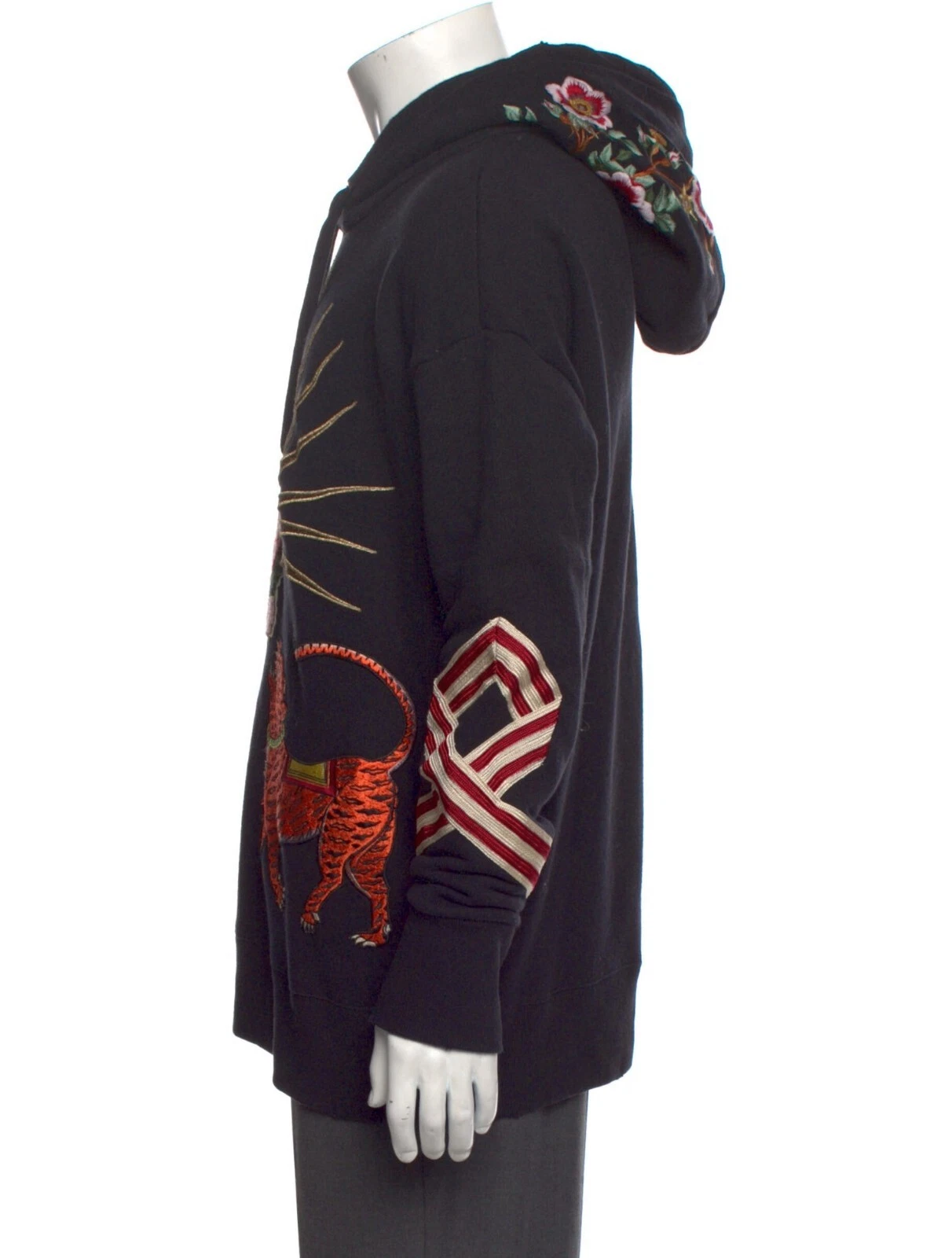 Felpa con cappuccio ricamata Gucci 100% autentica due tigri grafica S