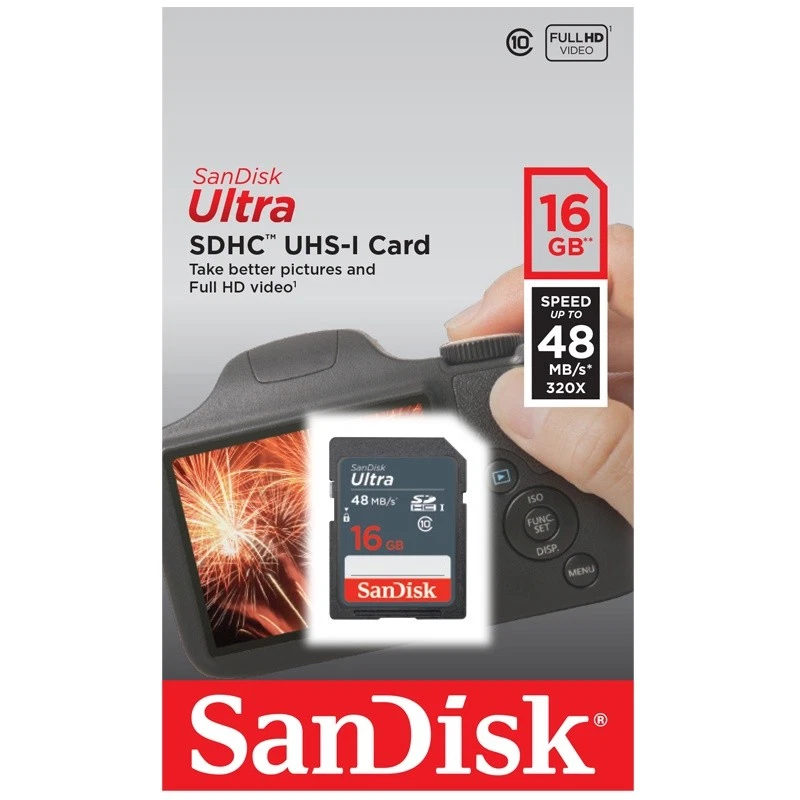 5 x SanDisk Ultra 16GB SDHC SDXC SD Class 10 Flash Memory Card Camera + Cases - Image 2 of 2