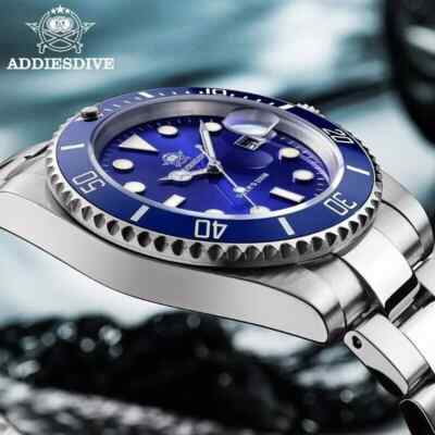 41MM ADDIESDIVE Quartz Men Watch Diver 200M Waterproof Stainless Steel Luminous