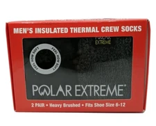 Polar Extreme Men's 2 Pair Thermal insulated Fleece Crew Socks Black Charcoal
