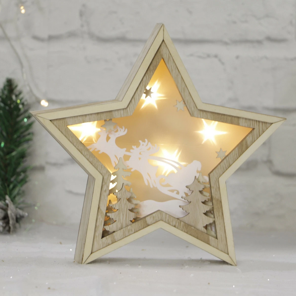 Wooden cheap led star