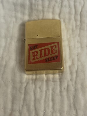 ZIPPO LIGHTER 2004 EAT SLEEP RIDE MOTORCYCLE BRASS HARLEY DAVIDSON MARLBORO(27)