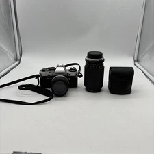 Olympus OM10 Film Camera with 2 lenses and extra flas w/ carrying case