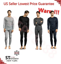Mens 2 pc Thermal Underwear Set Long Johns Set Knit Top Bottom Set