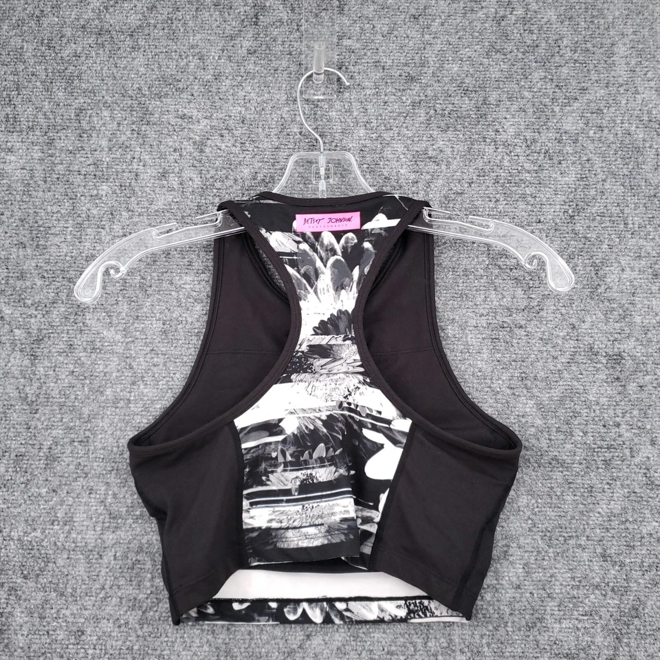 Sujetador deportivo Betsey Johnson Tank S pequeño para mujer negro floral sin mangas Foto 2 de 4