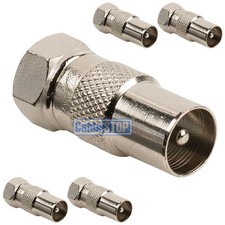 5 x MALE COAX PLUG to F TYPE MALE PLUG TV Aerial Sky Connector Adapter