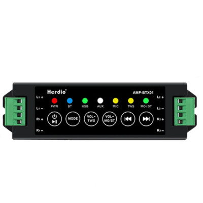 Herdio 4-Channel Bluetooth Amplifier Receiver Home W/ Power Adapter 