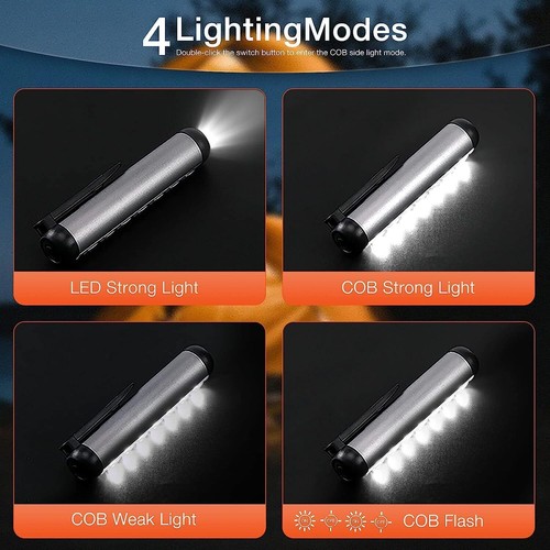 2-PACK USB COB LED Flashlight Work Light Magnetic Super Bright Torch Penlight US - Bild 4 von 13