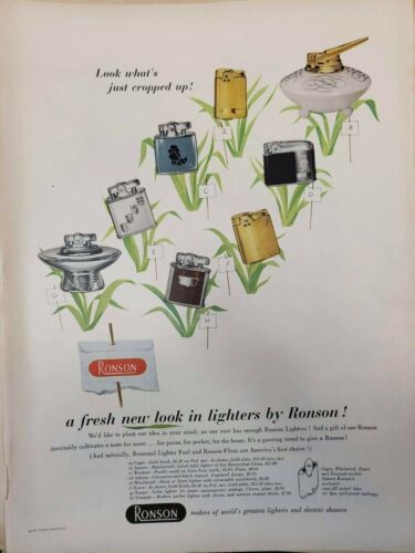 Vintage Ronson Lighter Print Ads 1955 Ephemera Art Decor Lot of 2  - 第 1/2 張圖片