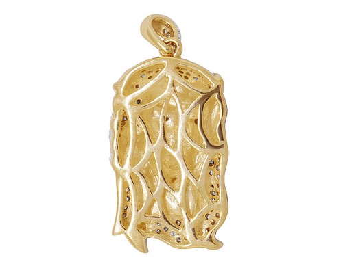 Men's 10K Yellow Gold Jesus Face Head Piece Diamonds Charm Pendant 1.0ct 1.2" - Afbeelding 4 van 6