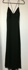 Cachet Black Beaded Gown Spaghetti Cross-Back Straps Empire Waist Sz 8 NWOT