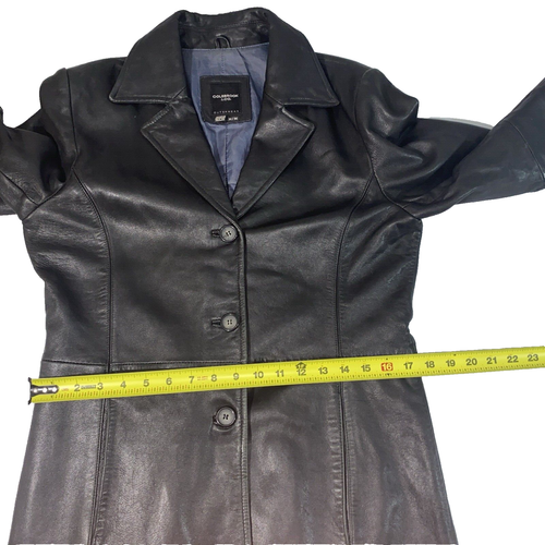 Abrigo Colebrook 100 % cuero para mujer mediano negro forrado manga larga súper suave - Imagen 13 de 16