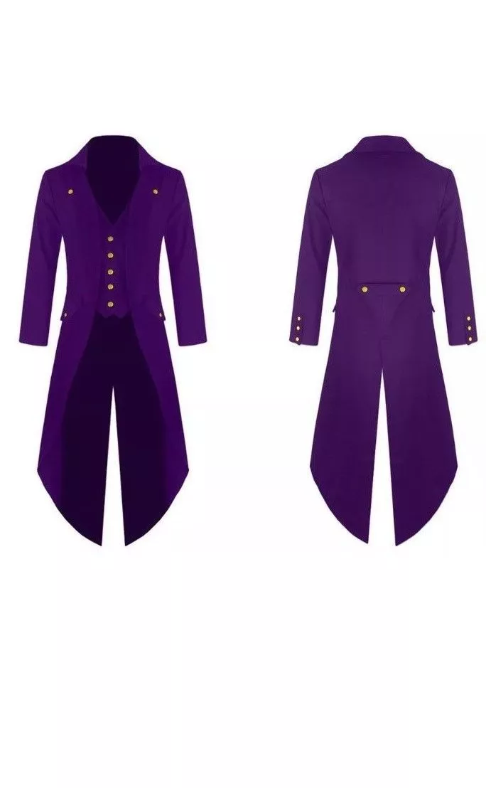 Men s Purple Handmade Steampunk Tailcoat Jacket Gothic Victorian