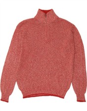BROOKSFIELD Mens Zip Neck Jumper Sweater Large Red Flecked DW29