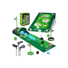 3 in 1 Kids Golf Set with Dinosaur Automatic Golf Returner, Golf Cornhole Boa...