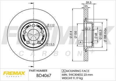 Remax BD-4067 Brake Disc for Audi