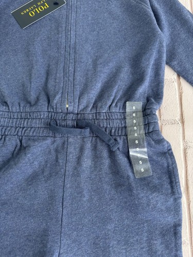 Polo Ralph Lauren Girls Blue Terry Hooded Jumpsuit NWT Size 5 Years Msrp 79.50$ - Picture 5 of 10