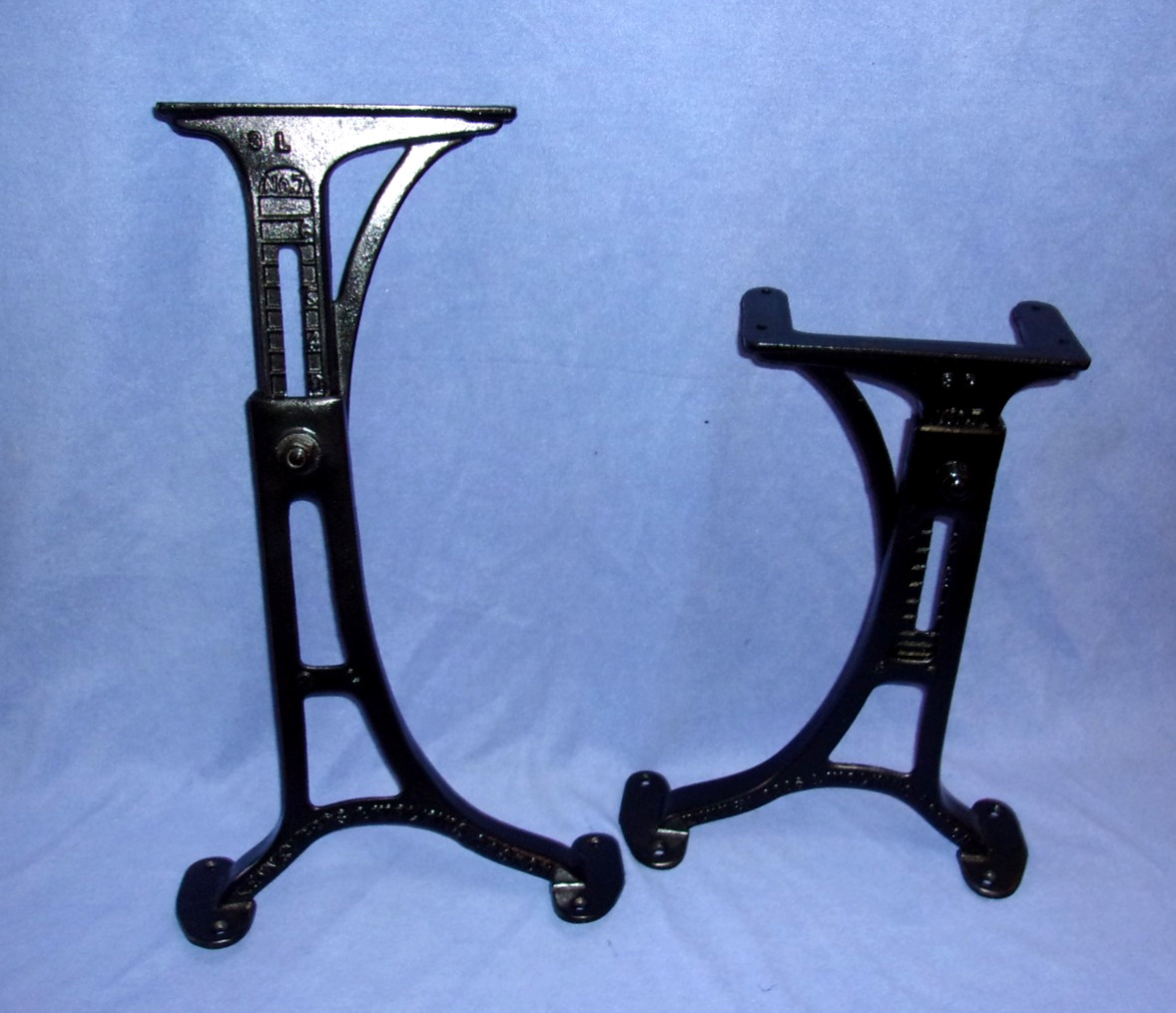 ANTIQUE KENNEY BROS. & WOLKINS CAST IRON ADJUSTABLE SCHOOL DESK LEGS - RESTORED