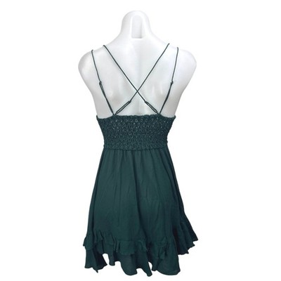 Free People Adella Green Sleeveless Lace Cami Camisole Fit & Flare Slip  Dress M | eBay