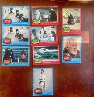 Lotto 24 carte Topps Star Wars vintage 1977 serie mista 1 blu 2 rosse 3 gialle