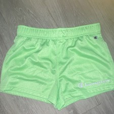 Champion Girls XL Green Mesh Athletic Shorts Polyester Elastic Waist Solid