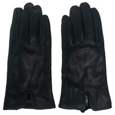 Womens Sleek Black Leather Gloves Lightweight Insulation