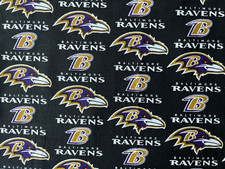 BALTIMORE RAVENS NFL 100 Cotton Fabric Material 2 pieces 15" and 14" x 58" 
