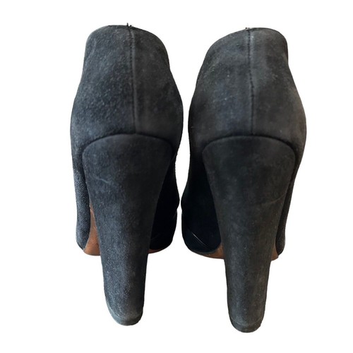 Alaia Paris D'Orsay Suede Pumps Size EU 37 US 6.5 Black Leather Chunk Heels (7) - Picture 5 of 9