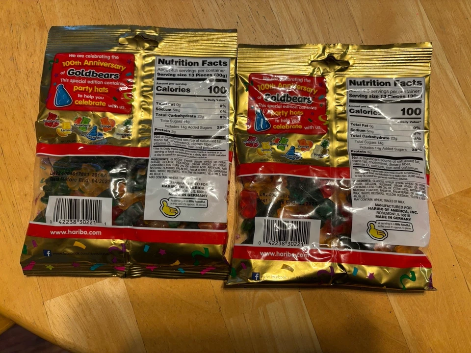 Haribo 100 Anniversary Ed вечеринки шляпы 5 унций жевательная резинка (снят с производства запечатанный истек - Изображение 2 из 4