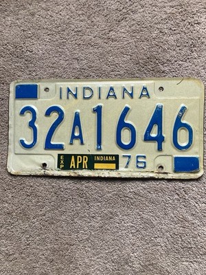 1976 Indiana License Plate - 32A 1646 - Nice | eBay