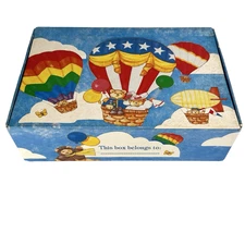 Vintage School Pencil Box Hot Air Balloons + Teddy Bears General Box Co.