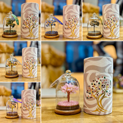 Edelstein Baum Glaskuppel | 6 Varianten | Geschenkbox | Baum des Lebens