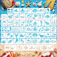60 StüCk Meer Thema Schablonen Stencils Kit, Wiederverwendbares Malerei Vorlage
