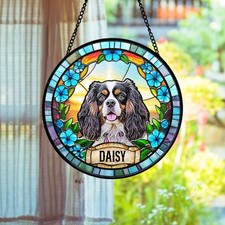 Personalized Pet Memorial Stained Glass Ornament, Dog Cat Loss Remembrance Gift