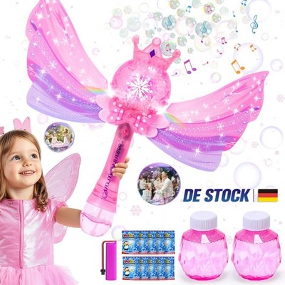 2 in 1 Zauberstab Kinder mit Musik & Licht, Elektrische Seifenblasenmachine 2025