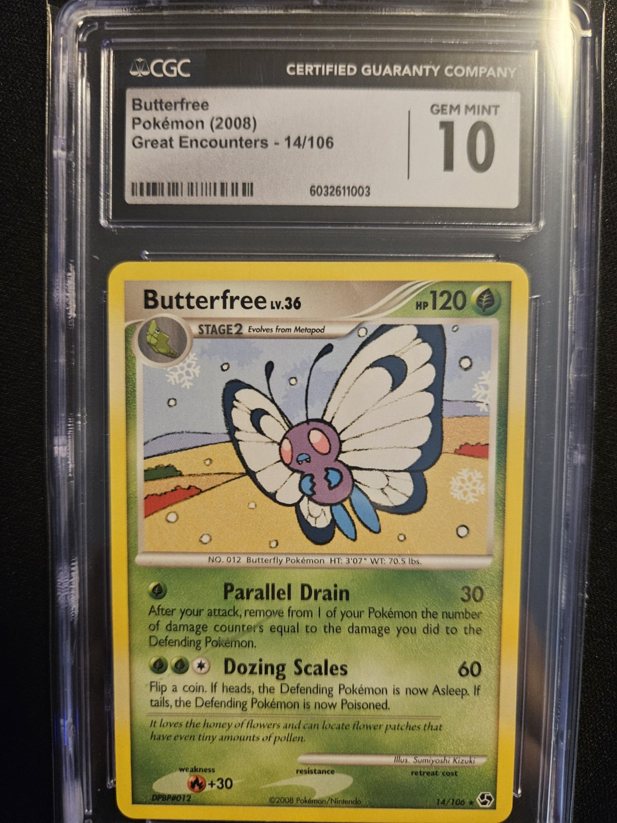 Butterfree Great Encounters 14/106 CGC 10 Rare Pokémon TCG 2008 English (POP 5)