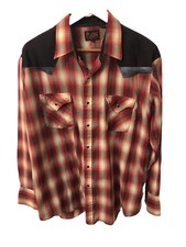 Vintage 90s Plains Western Wear Black, Red Plaid Pearl Snap Shirt Men s XL Rodeo