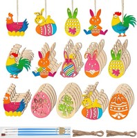 60X Ostereier Zum Bemalen Diy Anhnger Osterdeko Naturholz Hase Huhn