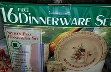 12pc Christmas Dinnerware Set – Snowman Design Plates Bowls Mugs Stoneware NIB