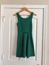American Eagle Outfitters Green/Blue Striped Knit Fit & Flare Cutout Dress 0