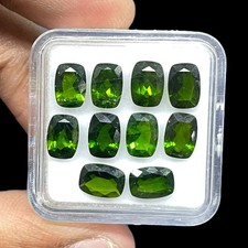 10 Pcs Natural Chrome Diopside 7x5mm Cushion Cut Vivid Green Loose Gemstones