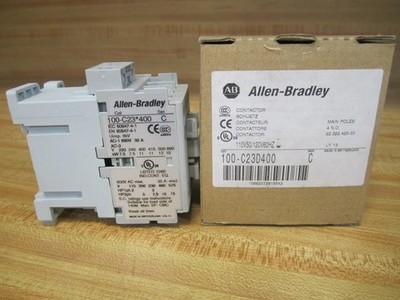 New 100-C23D400 Allen Bradley 100-C IEC 23A Contactor, Screw Terminals