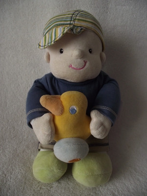 10'' VINTAGE ZAPF CREATION MY LOVELY BABY SOFT BEANIE DOLL WITH SQUEAKING DUCK