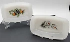 Vintage Arcopal 7” Fruits de France, Daisy glass Hors d’Oeuvre 2 white dishes