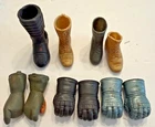 Lot Bundle of Vintage 12" GI Joe Accessories, Random Boots and 3 Pairs of Gloves