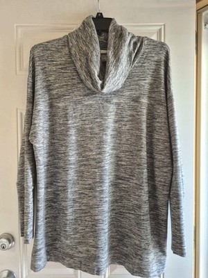 AVA & VIV Stretch Knit Top  - 1X - Cowl Neck, Long Cuffed Sleeves, Straight Hem 