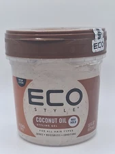 ECO STYLE Coconut Oil Styling Gel, Max Hold, 16floz(473ml). Exp: 12/2027