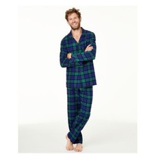 New Mens Sz XXL Family Pajama Set Flannel Lounge Set Blue Green NWT