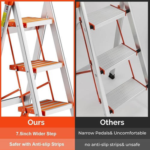 Elegant 3-Step Foldable Step Stool - Lightweight Aluminum, 350lbs Capacity - Picture 5 of 8