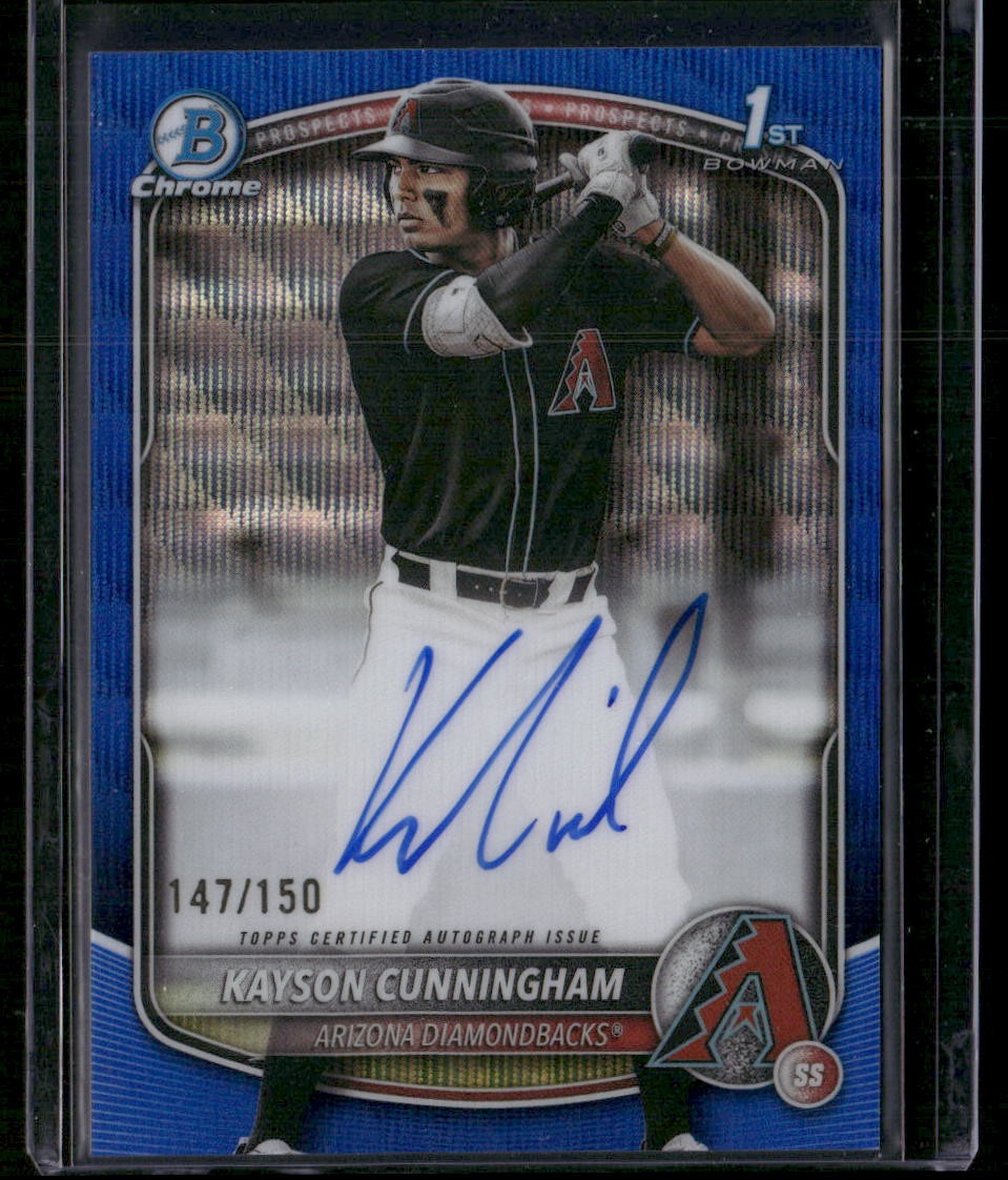 2025 Bowman Draft Chrome #CPA-KC Kayson Cunningham AUTO Blue Wave 147/150